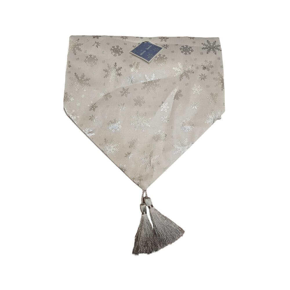 VTG Kmart‎ Silver/whiteChristmas Glitter Snowflake Jaclyn Smith New table runner